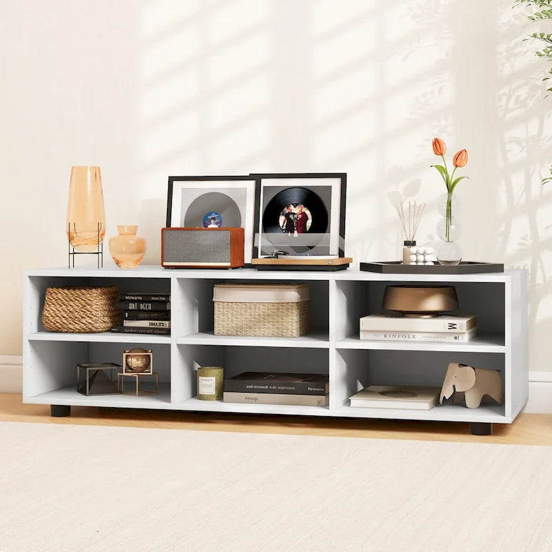 Meuble TV pour téléviseurs de 40 à 50 pouces, 6 compartiments de rangement, 3 étagères réglables, capacité de 130 kg