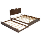 Cadre de lit Queen Size avec lit gigogne Twin XL et 2 grands tiroirs, lit plateforme en bois avec tête de lit et support à lattes