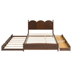 Cadre de lit Queen Size avec lit gigogne Twin XL et 2 grands tiroirs, lit plateforme en bois avec tête de lit et support à lattes