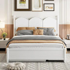 Cadre de lit Queen Size avec lit gigogne Twin XL et 2 grands tiroirs, lit plateforme en bois avec tête de lit et support à lattes