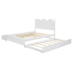 Cadre de lit Queen Size avec lit gigogne Twin XL et 2 grands tiroirs, lit plateforme en bois avec tête de lit et support à lattes