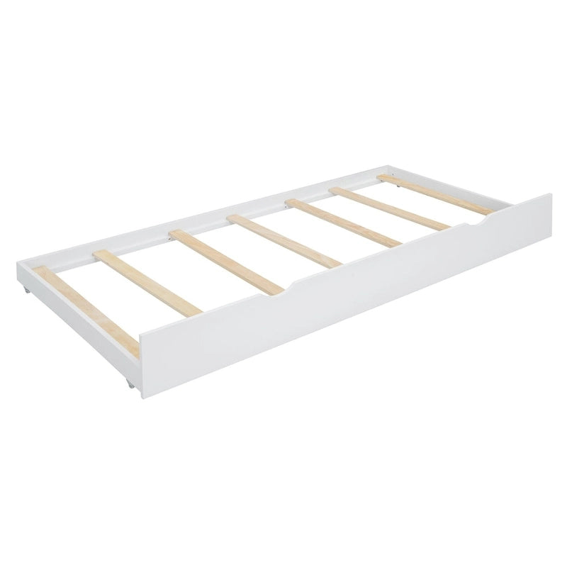 Cadre de lit Queen Size avec lit gigogne Twin XL et 2 grands tiroirs, lit plateforme en bois avec tête de lit et support à lattes