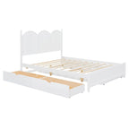 Cadre de lit Queen Size avec lit gigogne Twin XL et 2 grands tiroirs, lit plateforme en bois avec tête de lit et support à lattes
