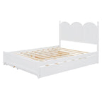 Cadre de lit Queen Size avec lit gigogne Twin XL et 2 grands tiroirs, lit plateforme en bois avec tête de lit et support à lattes