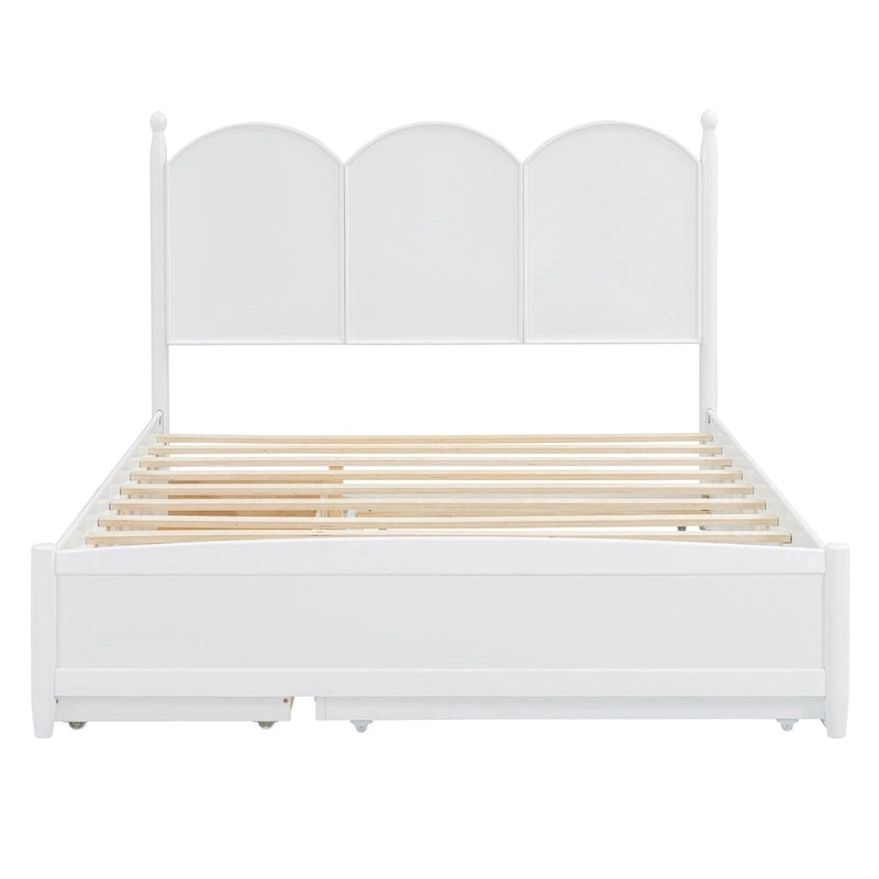 Cadre de lit Queen Size avec lit gigogne Twin XL et 2 grands tiroirs, lit plateforme en bois avec tête de lit et support à lattes