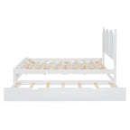 Cadre de lit Queen Size avec lit gigogne Twin XL et 2 grands tiroirs, lit plateforme en bois avec tête de lit et support à lattes