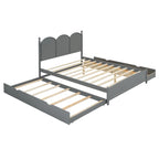 Cadre de lit Queen Size avec lit gigogne Twin XL et 2 grands tiroirs, lit plateforme en bois avec tête de lit et support à lattes