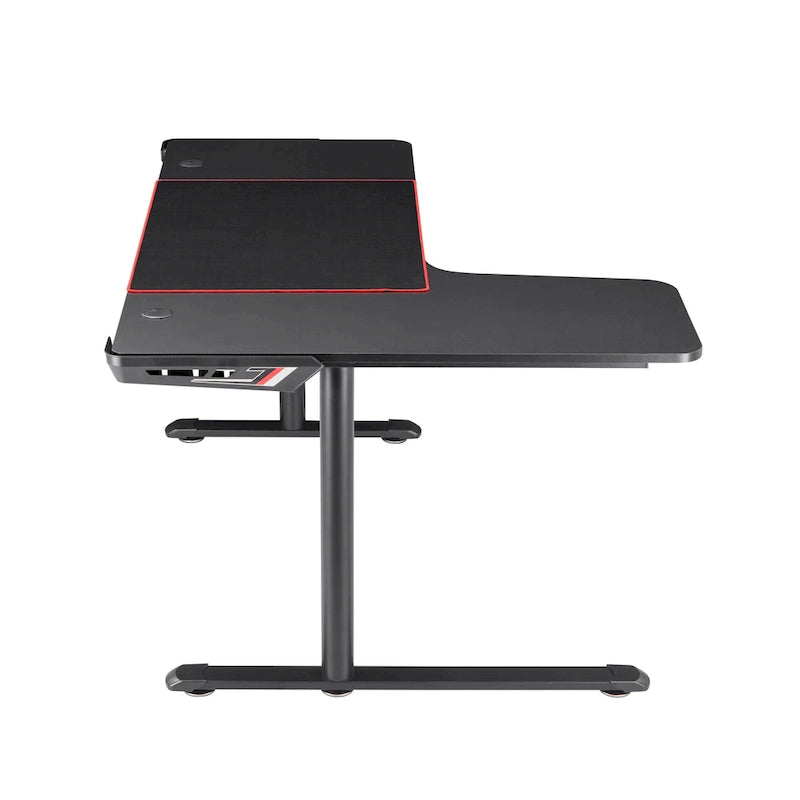 Bureau de jeu en fibre de carbone de 65 pouces | Cadre en acier | Ports USB | Gestion des câbles | Noir