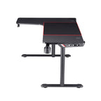 Bureau de jeu en fibre de carbone de 65 pouces | Cadre en acier | Ports USB | Gestion des câbles | Noir