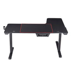 Bureau de jeu en fibre de carbone de 65 pouces | Cadre en acier | Ports USB | Gestion des câbles | Noir