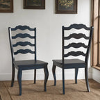 Lot de 2 chaises de salle à manger en bois à dossier échelle, style français | Bois d'hévéa | Finition antique | 49,5 cm L