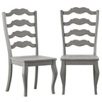Lot de 2 chaises de salle à manger en bois à dossier échelle, style français | Bois d'hévéa | Finition antique | 49,5 cm L