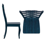 Lot de 2 chaises de salle à manger en bois à dossier échelle, style français | Bois d'hévéa | Finition antique | 49,5 cm L