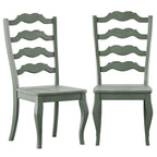 Lot de 2 chaises de salle à manger en bois à dossier échelle, style français | Bois d'hévéa | Finition antique | 49,5 cm L