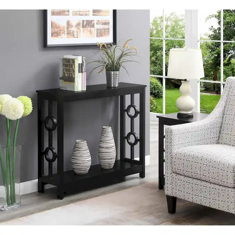 Console en anneau avec étagère à 2 niveaux | Contemporain | 40x12x31.75 | Montage facile