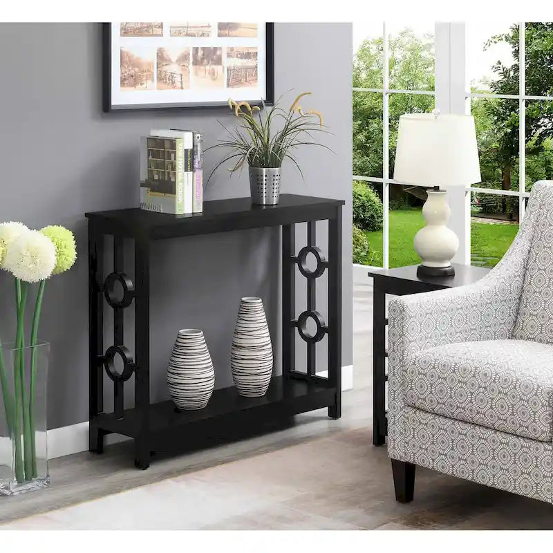 Console en anneau avec étagère à 2 niveaux | Contemporain | 40x12x31.75 | Montage facile