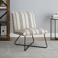 Fauteuil décoratif Pillow | Tissu noir rayé beige | Base en fil métallique | Assise de 67,3 cm de large | Moderne