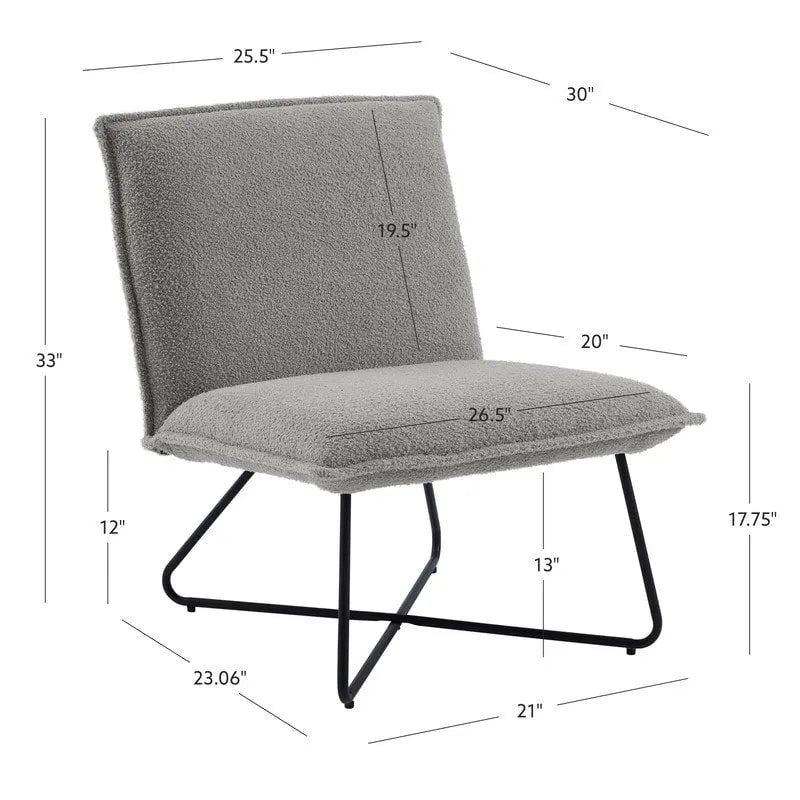 Fauteuil décoratif Pillow | Tissu noir rayé beige | Base en fil métallique | Assise de 67,3 cm de large | Moderne