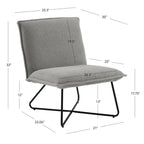Fauteuil décoratif Pillow | Tissu noir rayé beige | Base en fil métallique | Assise de 67,3 cm de large | Moderne