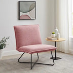 Fauteuil décoratif Pillow | Tissu noir rayé beige | Base en fil métallique | Assise de 67,3 cm de large | Moderne