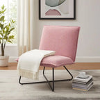 Fauteuil décoratif Pillow | Tissu noir rayé beige | Base en fil métallique | Assise de 67,3 cm de large | Moderne