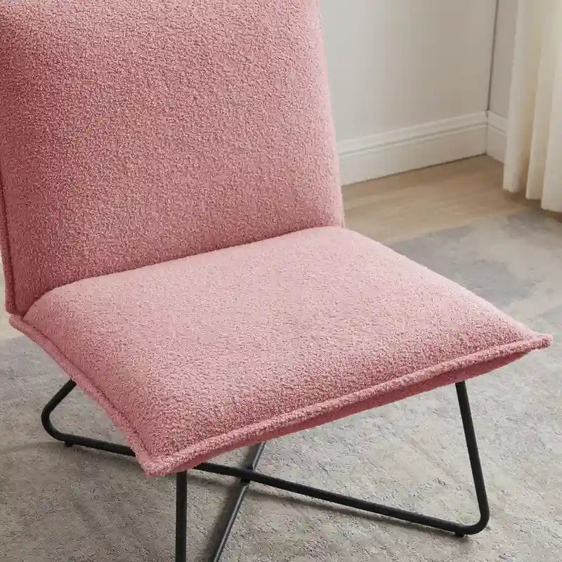 Fauteuil décoratif Pillow | Tissu noir rayé beige | Base en fil métallique | Assise de 67,3 cm de large | Moderne