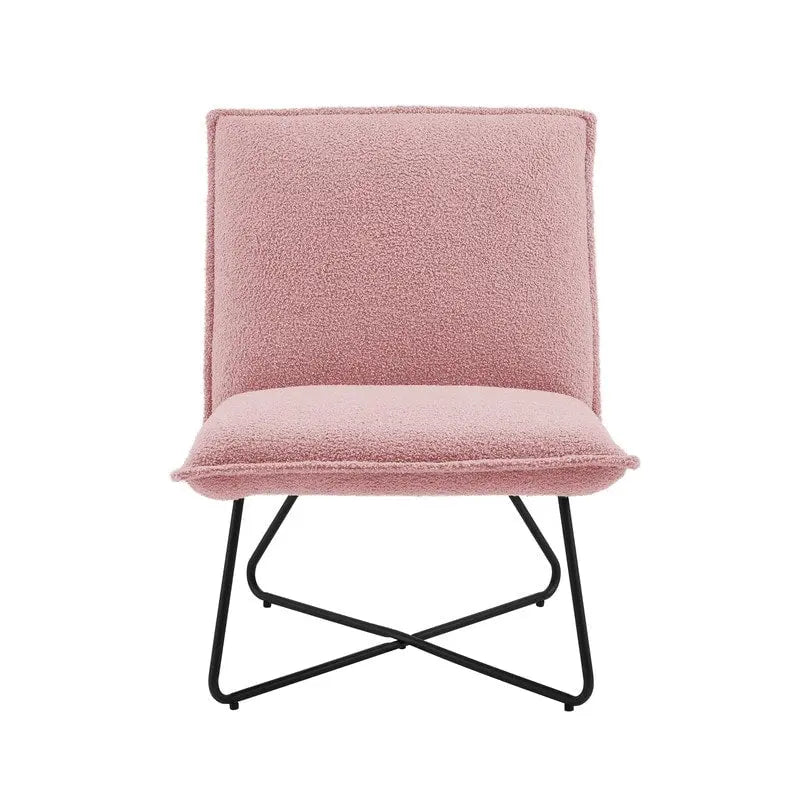 Fauteuil décoratif Pillow | Tissu noir rayé beige | Base en fil métallique | Assise de 67,3 cm de large | Moderne