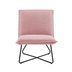 Fauteuil décoratif Pillow | Tissu noir rayé beige | Base en fil métallique | Assise de 67,3 cm de large | Moderne