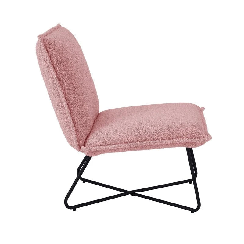 Fauteuil décoratif Pillow | Tissu noir rayé beige | Base en fil métallique | Assise de 67,3 cm de large | Moderne