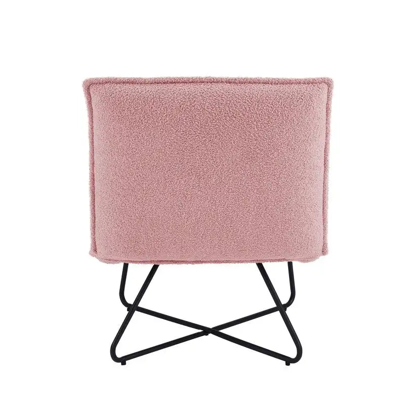 Fauteuil décoratif Pillow | Tissu noir rayé beige | Base en fil métallique | Assise de 67,3 cm de large | Moderne