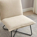 Fauteuil décoratif Pillow | Tissu noir rayé beige | Base en fil métallique | Assise de 67,3 cm de large | Moderne