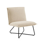 Fauteuil décoratif Pillow | Tissu noir rayé beige | Base en fil métallique | Assise de 67,3 cm de large | Moderne