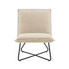 Fauteuil décoratif Pillow | Tissu noir rayé beige | Base en fil métallique | Assise de 67,3 cm de large | Moderne