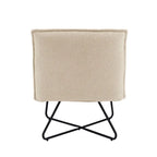 Fauteuil décoratif Pillow | Tissu noir rayé beige | Base en fil métallique | Assise de 67,3 cm de large | Moderne
