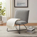 Fauteuil décoratif Pillow | Tissu noir rayé beige | Base en fil métallique | Assise de 67,3 cm de large | Moderne