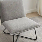 Fauteuil décoratif Pillow | Tissu noir rayé beige | Base en fil métallique | Assise de 67,3 cm de large | Moderne
