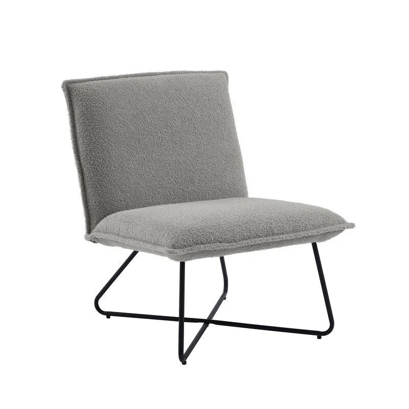 Fauteuil décoratif Pillow | Tissu noir rayé beige | Base en fil métallique | Assise de 67,3 cm de large | Moderne