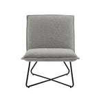 Fauteuil décoratif Pillow | Tissu noir rayé beige | Base en fil métallique | Assise de 67,3 cm de large | Moderne