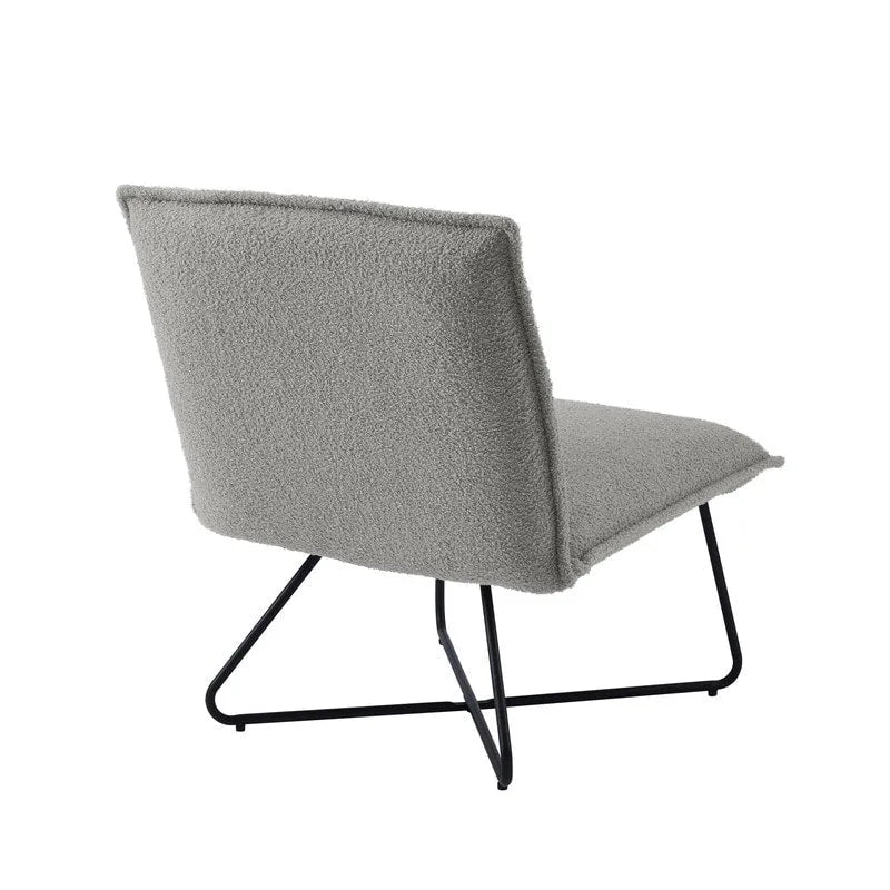Fauteuil décoratif Pillow | Tissu noir rayé beige | Base en fil métallique | Assise de 67,3 cm de large | Moderne