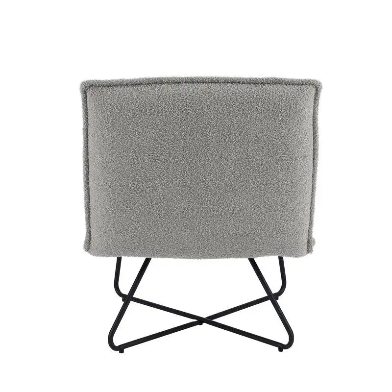Fauteuil décoratif Pillow | Tissu noir rayé beige | Base en fil métallique | Assise de 67,3 cm de large | Moderne