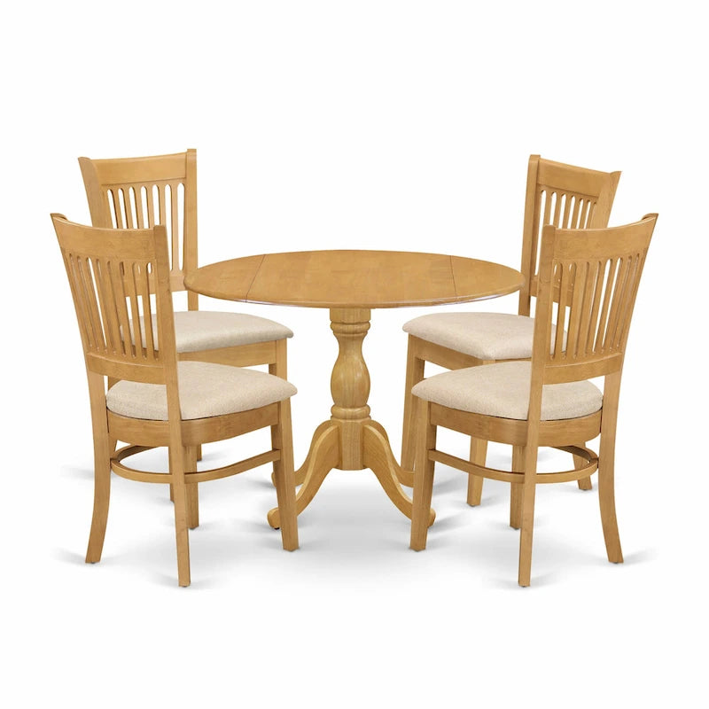 Ensemble de salle à manger rond à abattants avec chaises, plusieurs pièces et options d'assise