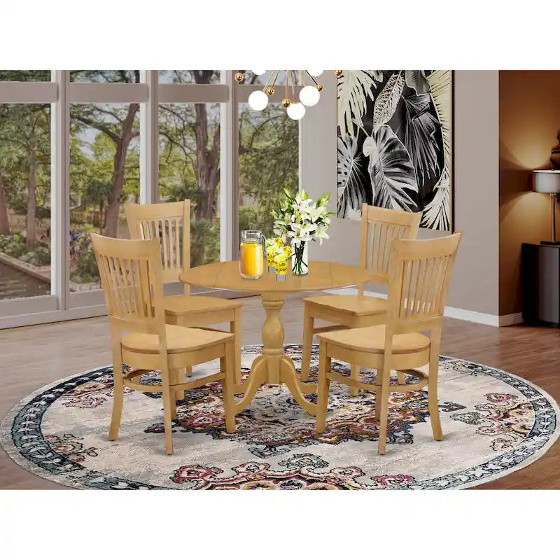 Ensemble de salle à manger rond à abattants avec chaises, plusieurs pièces et options d'assise