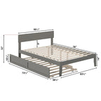 Lit plateforme double avec lit gigogne, cadre en bois massif, conception peu encombrante