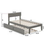 Lit plateforme double avec lit gigogne, cadre en bois massif, conception peu encombrante