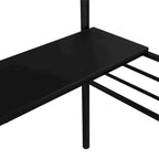 Lit mezzanine double en métal noir avec bureau, aucun sommier tapissier requis