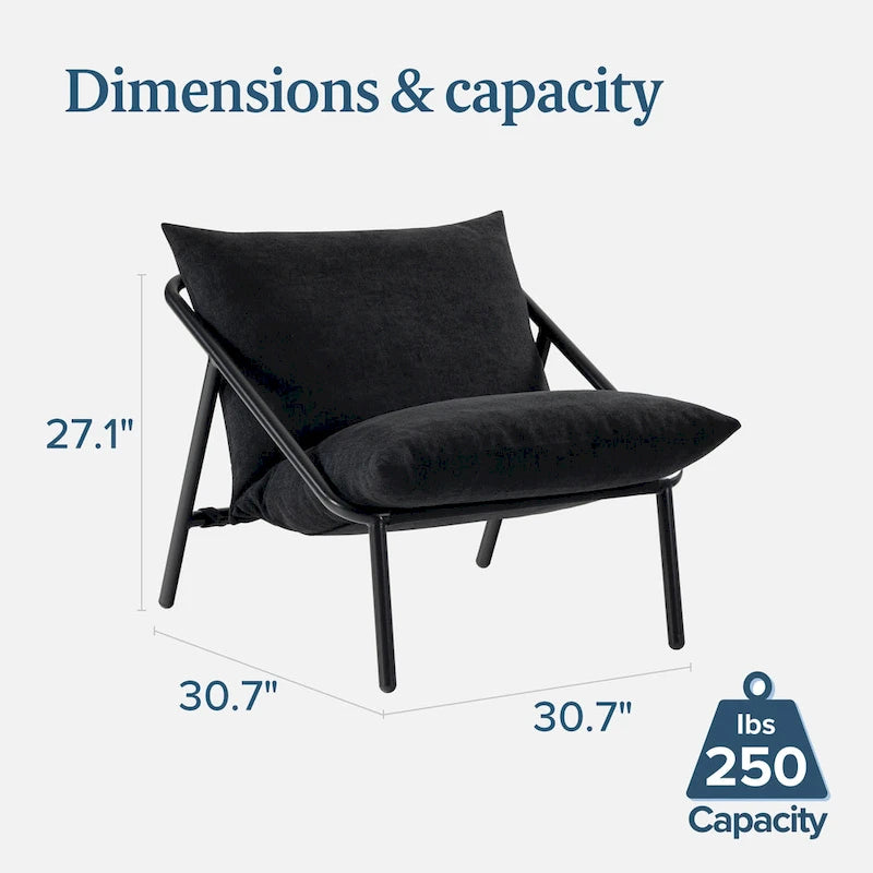 Chaise d'appoint Audrey Metal Sling | Structure en acier, coussin en mousse | 5 couleurs