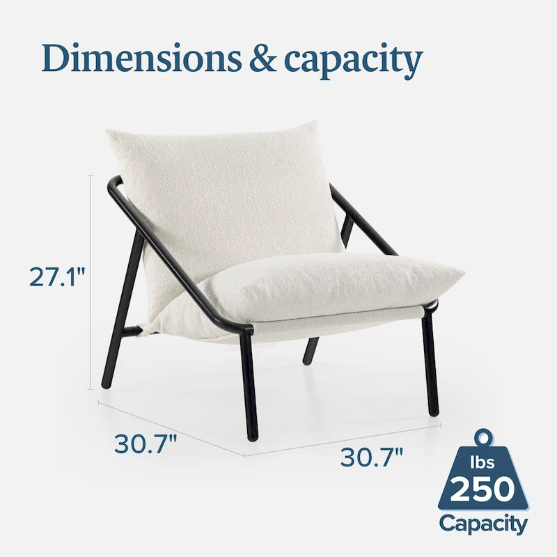 Chaise d'appoint Audrey Metal Sling | Structure en acier, coussin en mousse | 5 couleurs