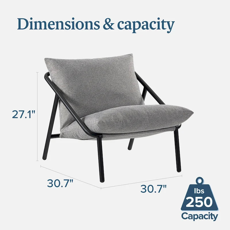 Chaise d'appoint Audrey Metal Sling | Structure en acier, coussin en mousse | 5 couleurs