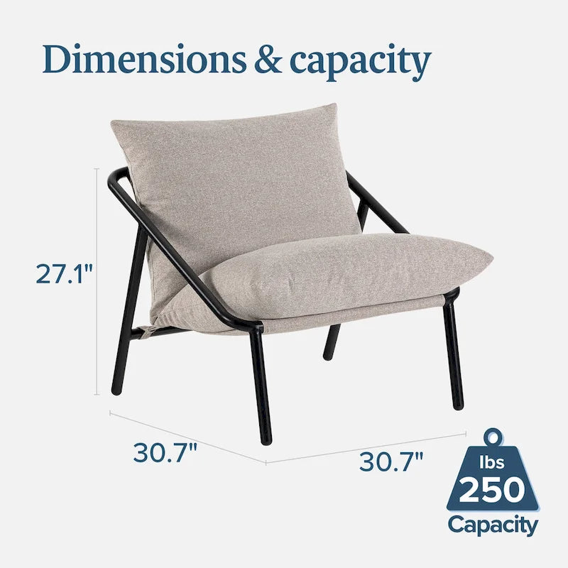 Chaise d'appoint Audrey Metal Sling | Structure en acier, coussin en mousse | 5 couleurs