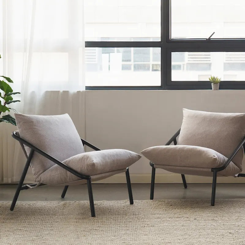 Chaise d'appoint Audrey Metal Sling | Structure en acier, coussin en mousse | 5 couleurs